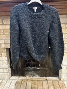 Joie Charcoal Crewneck Textured Sweater EUC